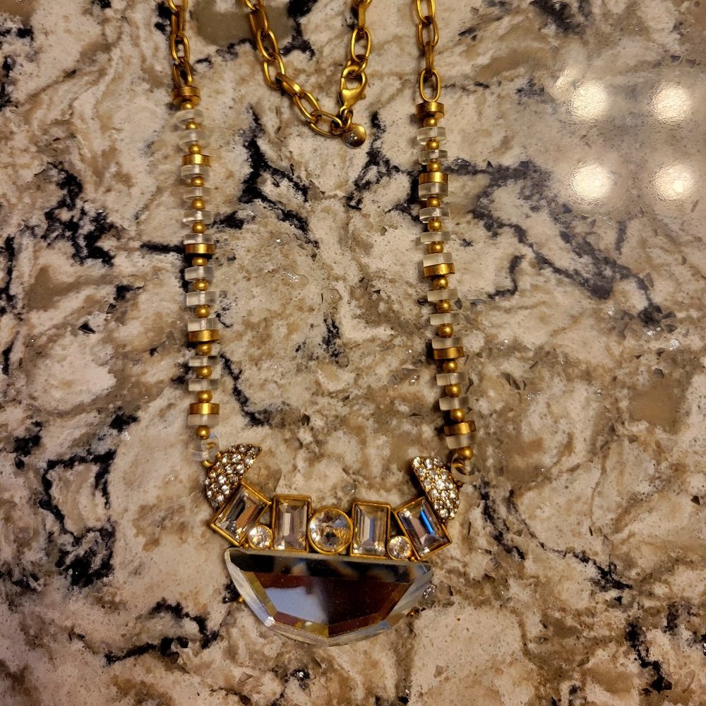 J Crew Crystal Half Moon Necklace